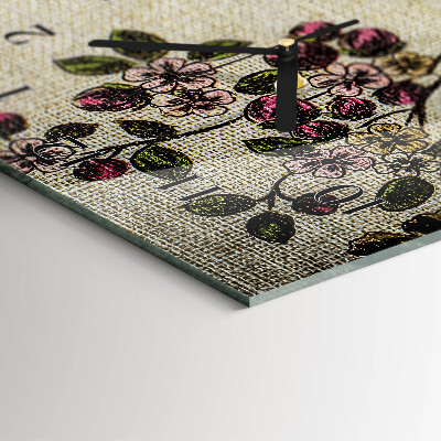 Horloge verticale en verre Motif floral