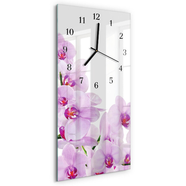 Horloge verticale en verre Orchidées