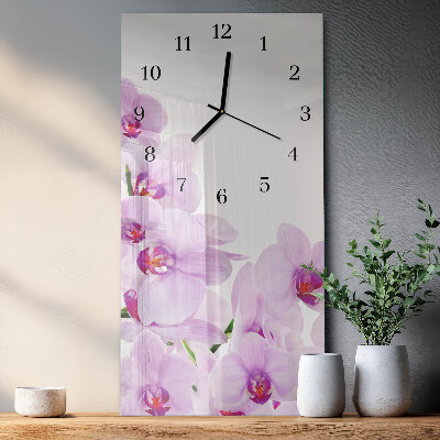 Horloge verticale en verre Orchidées