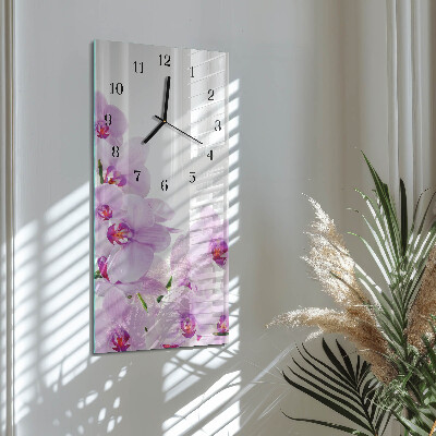 Horloge verticale en verre Orchidées