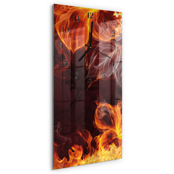 Horloge verticale en verre Fleurs de feu