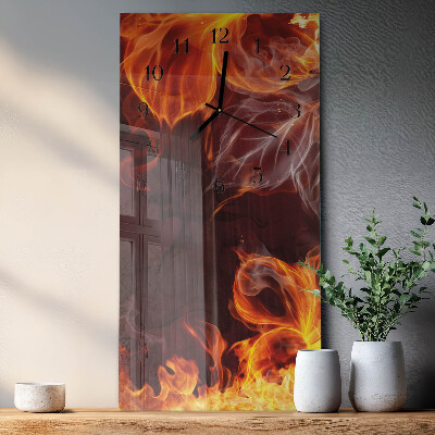 Horloge verticale en verre Fleurs de feu