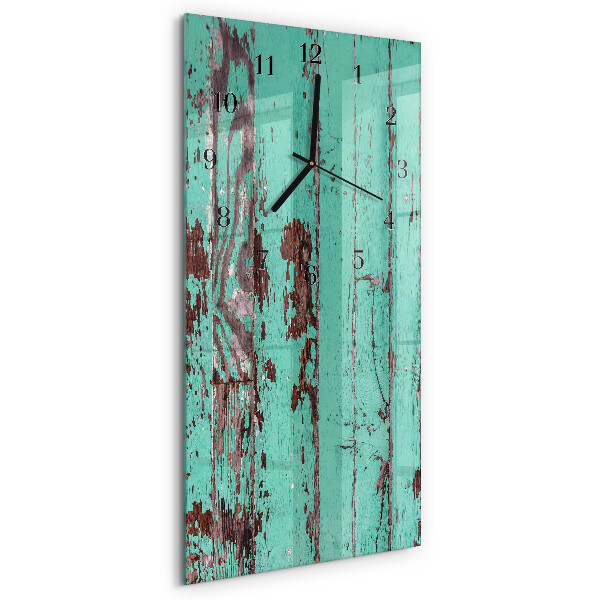 Horloge verticale en verre Mur en bois