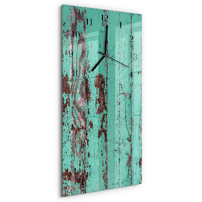 Horloge verticale en verre Mur en bois
