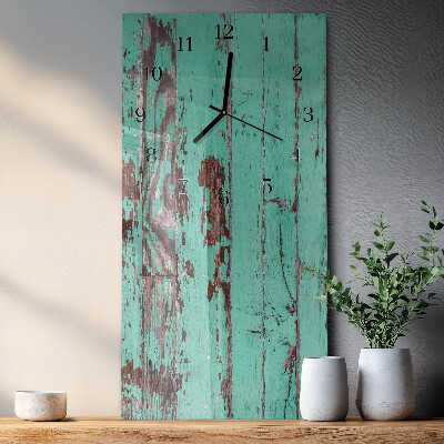 Horloge verticale en verre Mur en bois