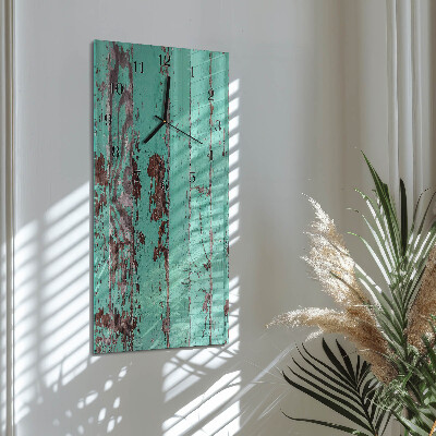 Horloge verticale en verre Mur en bois