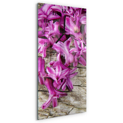 Horloge verticale en verre Fleurs
