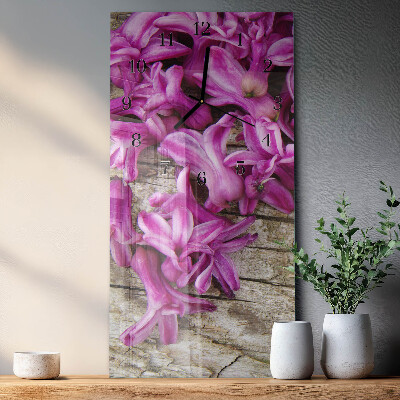 Horloge verticale en verre Fleurs