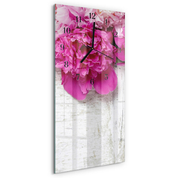 Horloge verticale en verre Pivoine