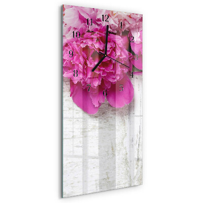 Horloge verticale en verre Pivoine