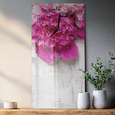 Horloge verticale en verre Pivoine