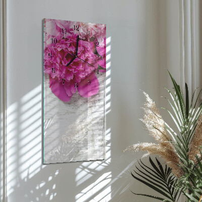 Horloge verticale en verre Pivoine