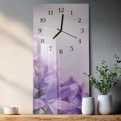 Horloge verticale en verre Fleur