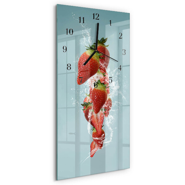 Horloge verticale en verre Fraise