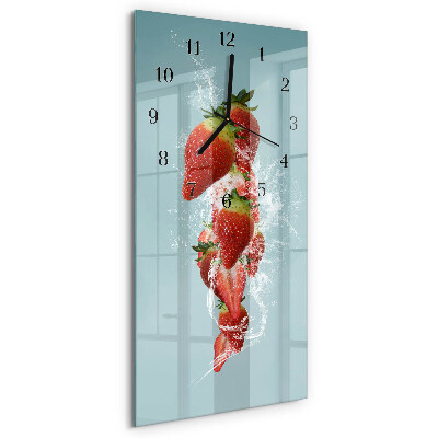 Horloge verticale en verre Fraise