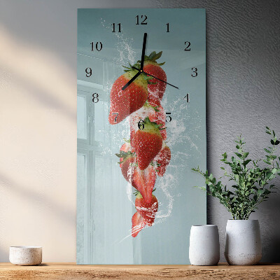 Horloge verticale en verre Fraise
