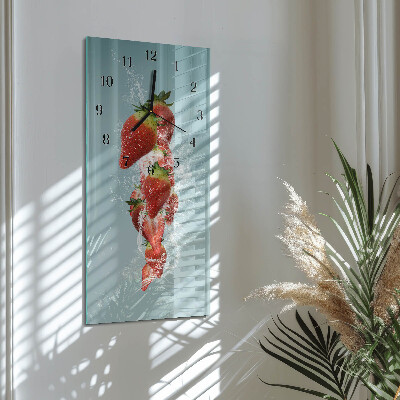 Horloge verticale en verre Fraise