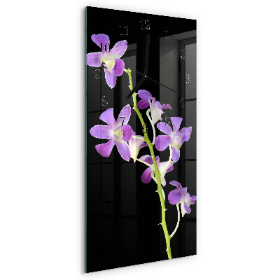 Horloge verticale en verre Fleurs