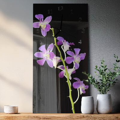 Horloge verticale en verre Fleurs