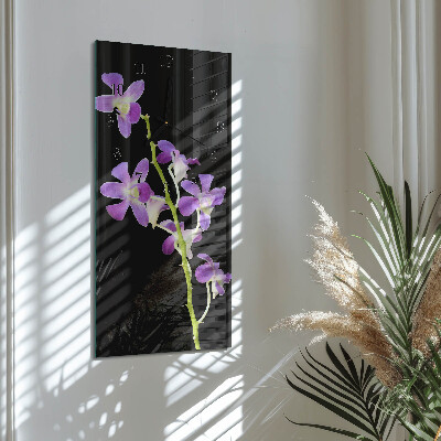 Horloge verticale en verre Fleurs