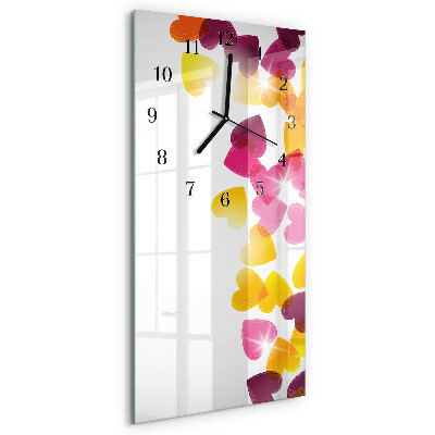 Horloge verticale en verre Cœurs colorés