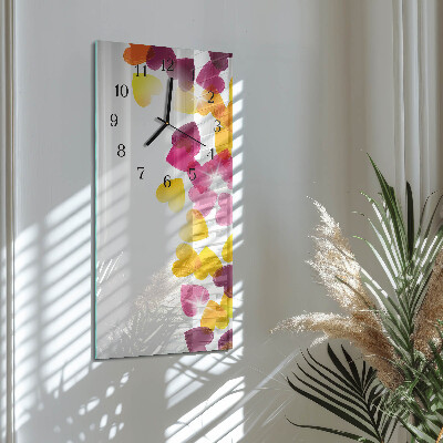 Horloge verticale en verre Cœurs colorés