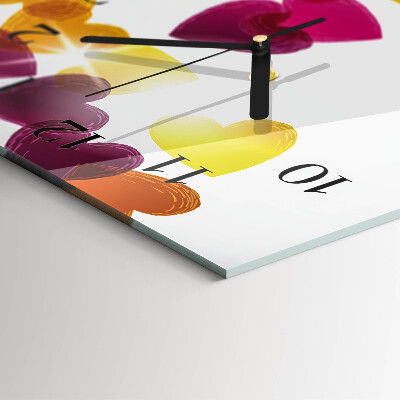 Horloge verticale en verre Cœurs colorés