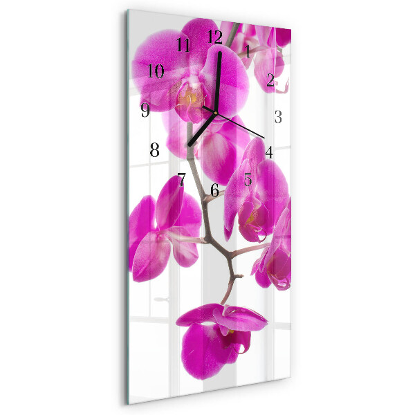 Horloge verticale en verre Orchidées