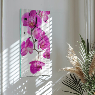 Horloge verticale en verre Orchidées