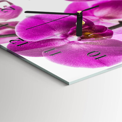 Horloge verticale en verre Orchidées