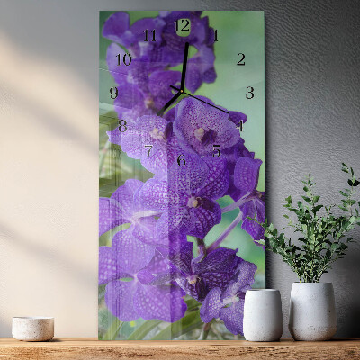 Horloge verticale en verre Fleurs