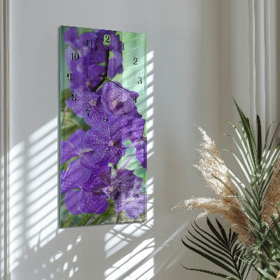 Horloge verticale en verre Fleurs