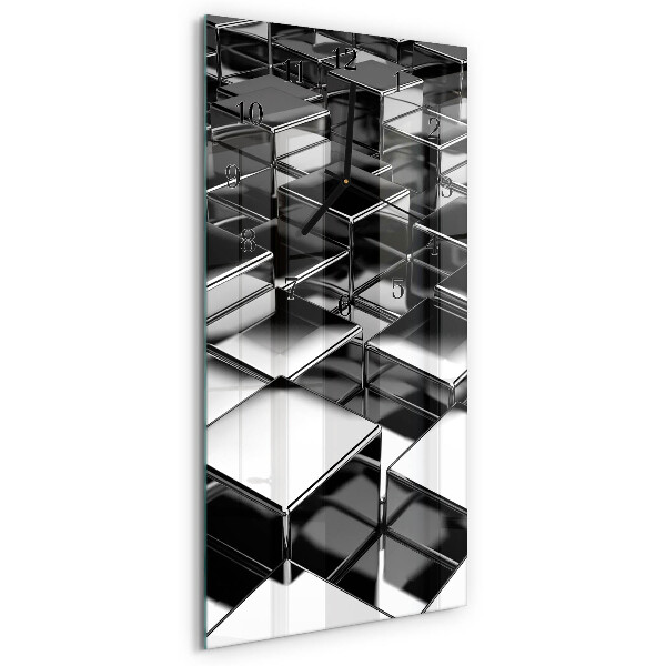 Horloge verticale en verre Cubes métalliques