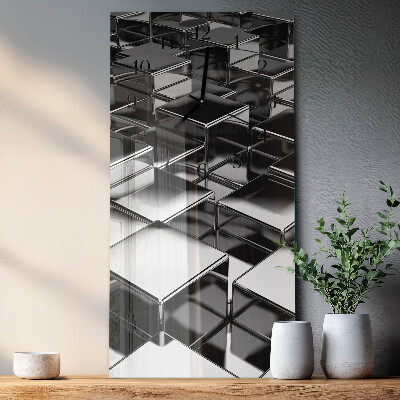 Horloge verticale en verre Cubes métalliques