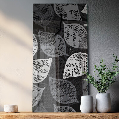 Horloge verticale en verre Feuilles de plantes