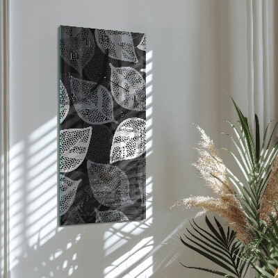 Horloge verticale en verre Feuilles de plantes