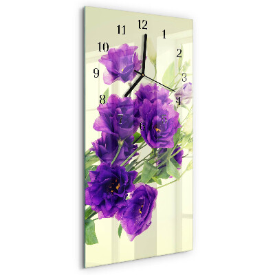 Horloge verticale en verre Fleurs