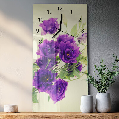 Horloge verticale en verre Fleurs