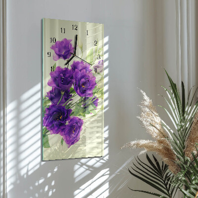 Horloge verticale en verre Fleurs