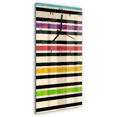 Horloge verticale en verre Rayures