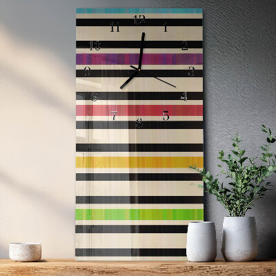 Horloge verticale en verre Rayures