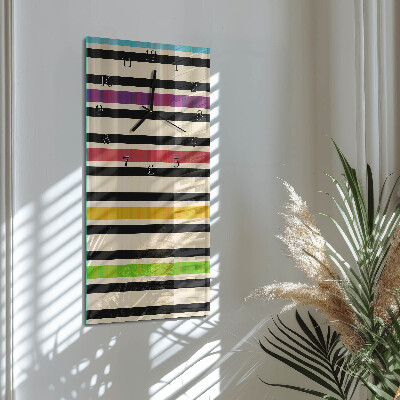 Horloge verticale en verre Rayures