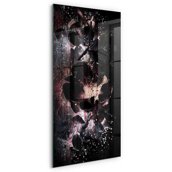 Horloge verticale en verre Fleurs