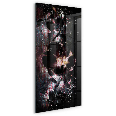 Horloge verticale en verre Fleurs