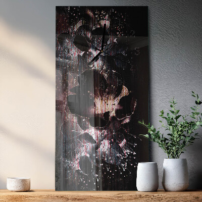 Horloge verticale en verre Fleurs