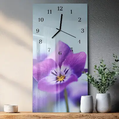 Horloge verticale en verre Fleur