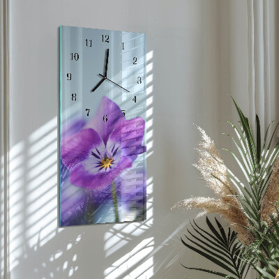 Horloge verticale en verre Fleur