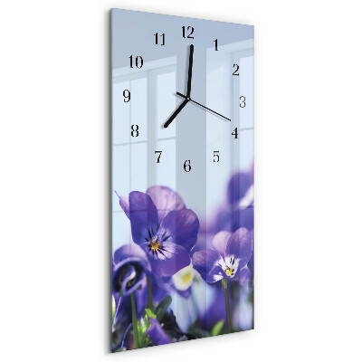 Horloge verticale en verre Fleurs