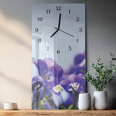 Horloge verticale en verre Fleurs