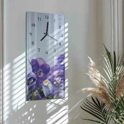 Horloge verticale en verre Fleurs